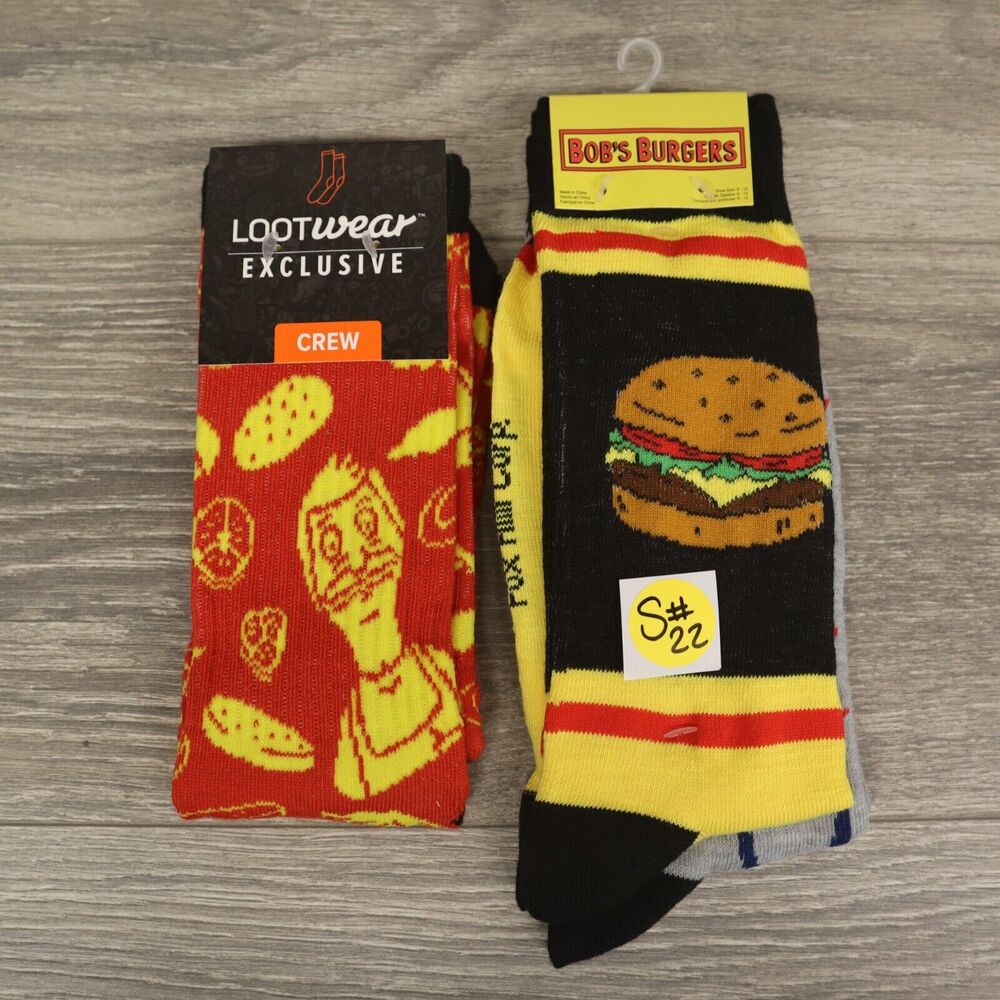 Loot Crate Wear X2 Pairs Bobs Burgers Mix and Match Adult Non-Slip Socks